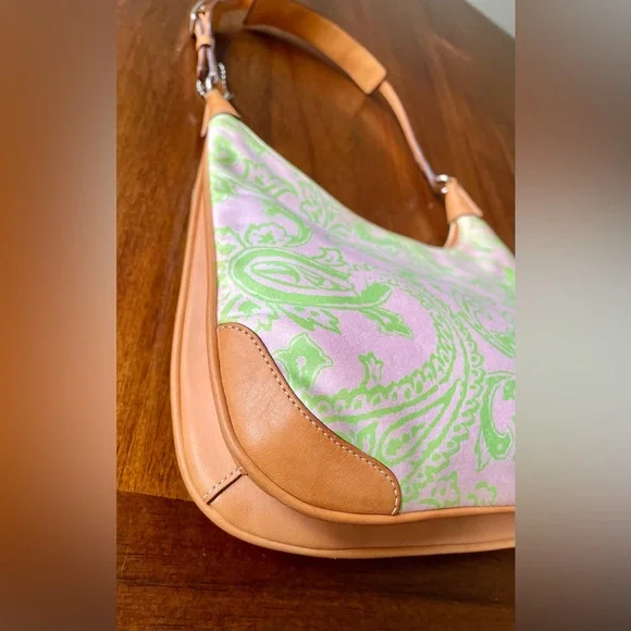 Vintage Coach Pink & Green Paisley Girlie Hobo Y2K 2001 - Picture 9 of 15